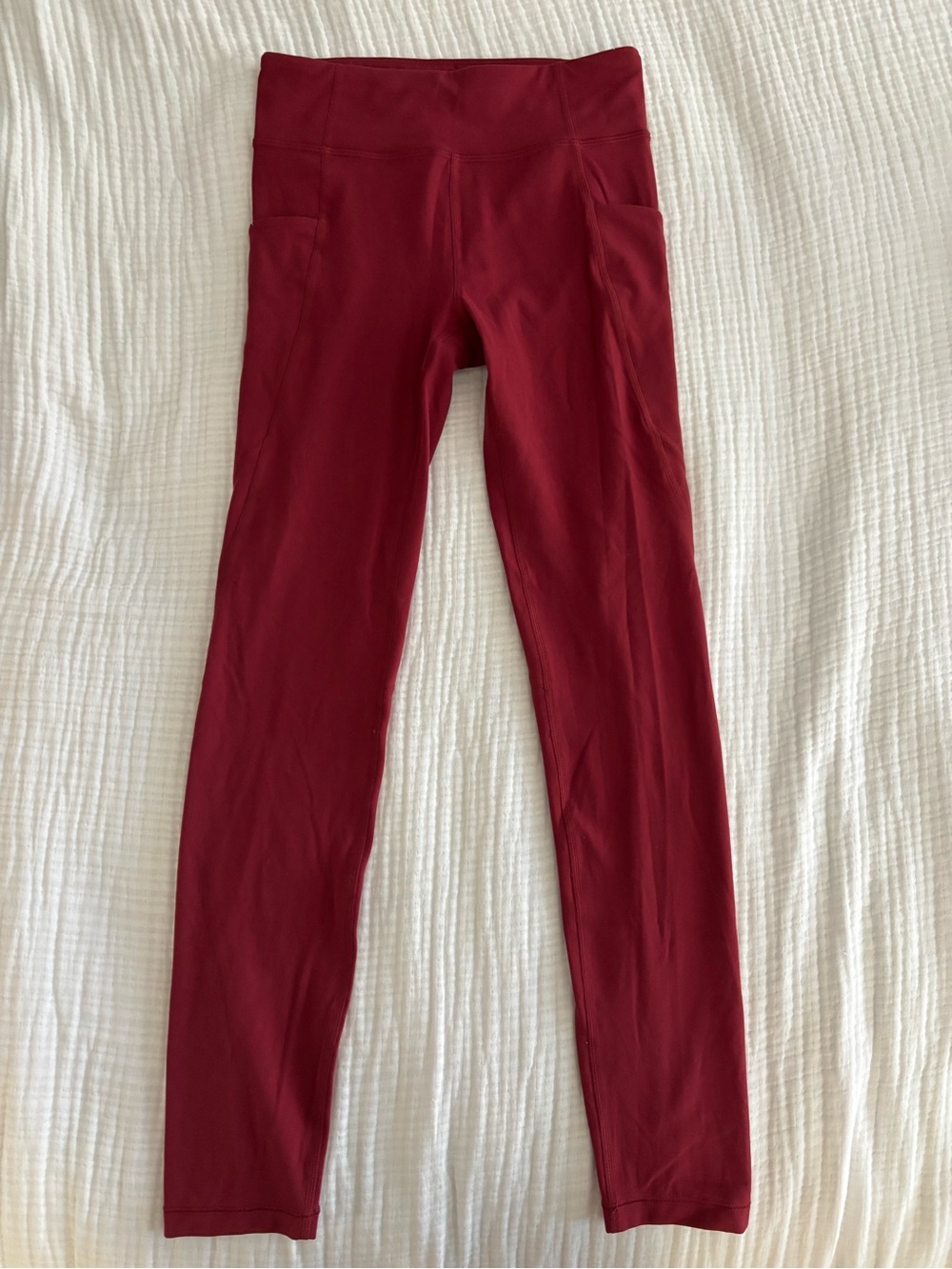 Athleta Girl Maroon Red High-Waist Leggings with Side Pockets